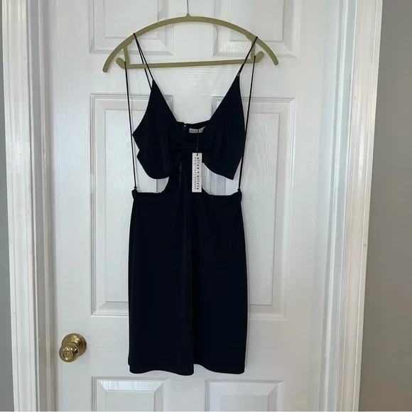 Alice +‎ Olivia Womens Black Havana Cutout Mini Dress Size 12 Vacation NEW